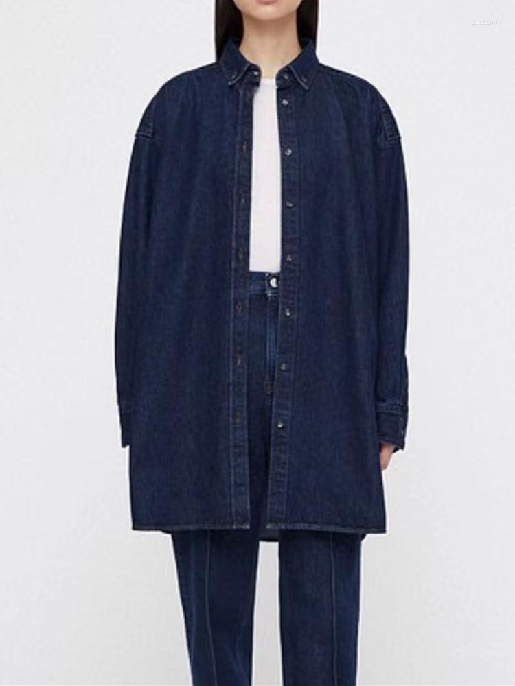 

Women's Jackets Women Loose Straight Long Sleeve Denim Coat 2023 Autumn Ladies Turn-Down Collar Cotton Single Breasted Jacket And Top, Shirt
