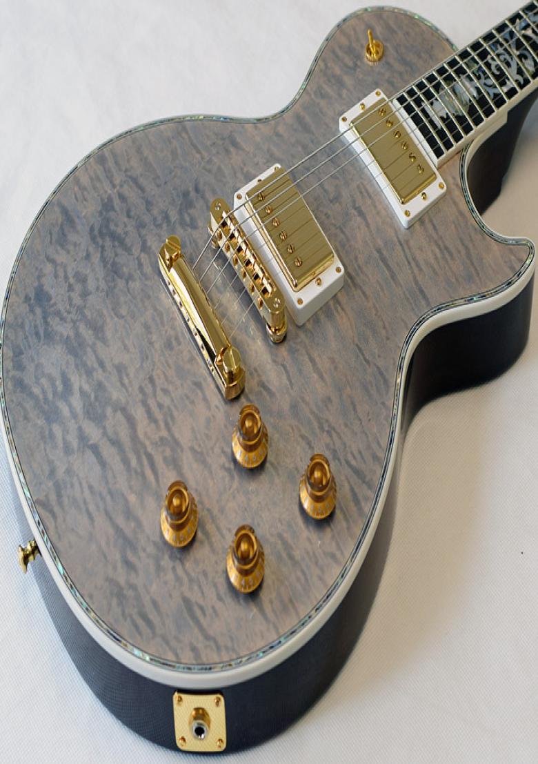 

Custom Shop Ultima Gray Pearl Quilted Maple Top Electic Guitar Abalone Body Binding Tree of Life Vine Inlays Grover Tuners Gold1774879