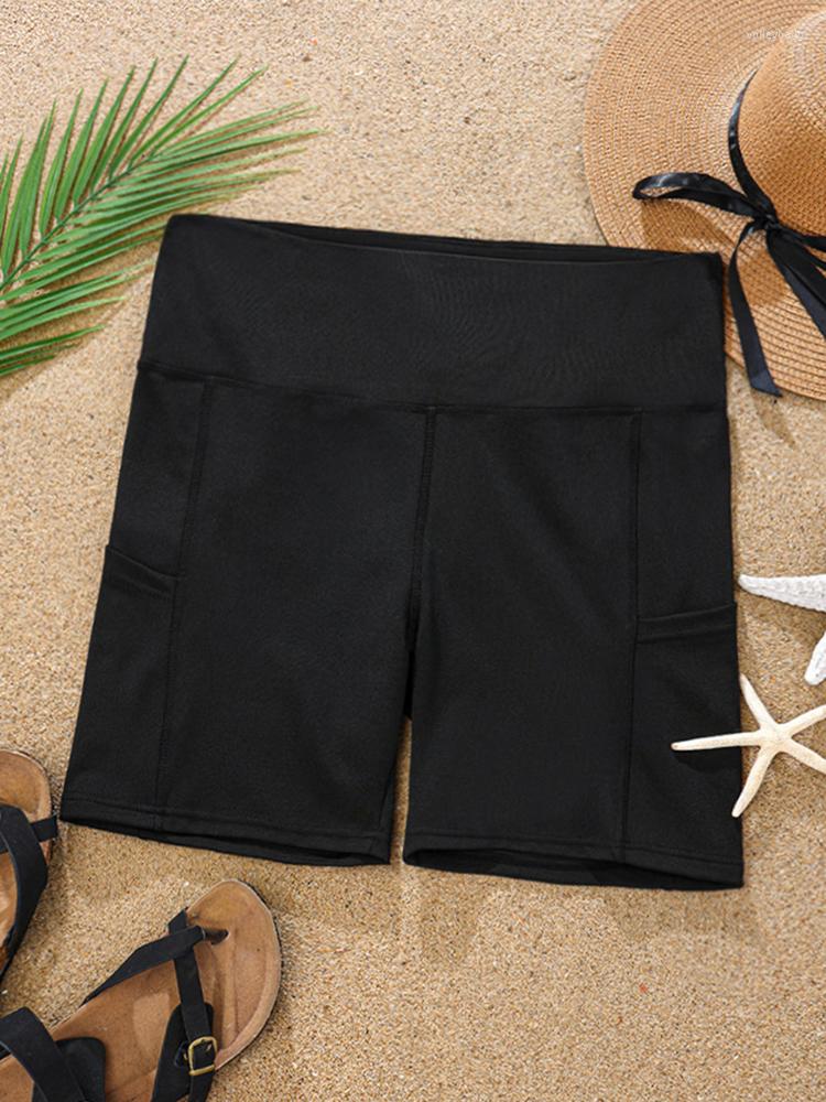

Women' Swimwear Pocket Casual Bikini Bottoms Plus Size Swim Shorts For Women Summer Large Surfing Trunks Swimsuit Pants Beach Wear, Black
