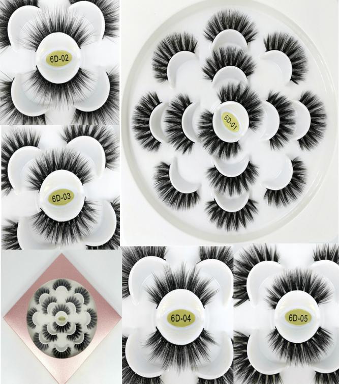 

7pairslot Eyelashes 6D Silk Eyelashes For Girl Hand Made Natural Long Faux Mink Lashes Vegan Cruelty False Lashes Brush8072171