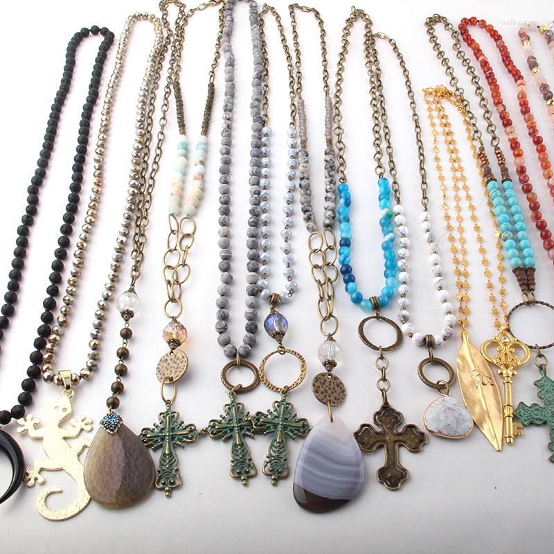 

Pendant Necklaces Wholesale Fashion 20pc Mix Color Cross Necklace Handmade Women Jewelry