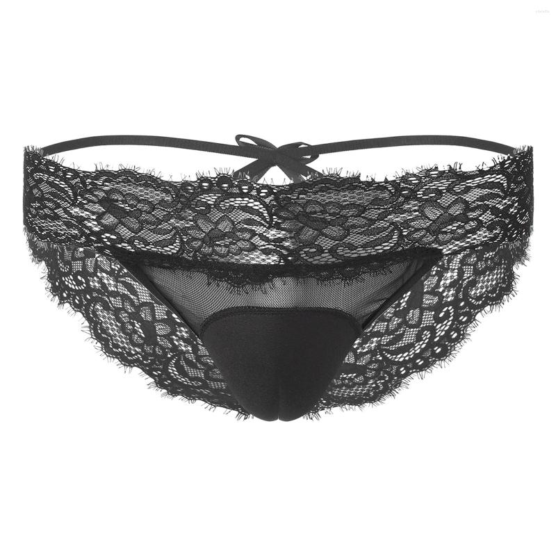 

Underpants Mens Lingerie Sissy Underwear Crossdresser Gay Panties Low Waist Sheer Lace Briefs Crisscross Back Open BuSexy, Pink