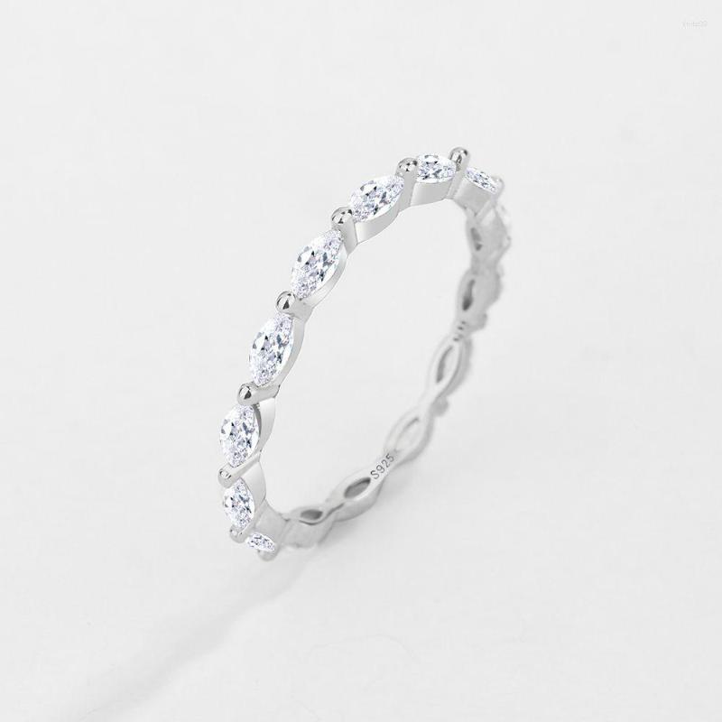 

Cluster Rings Japanese Ring S925 Sterling Silver Single Row Drill Full Circle Horse Eye Round Tail Party Birthday Jewelry Gift