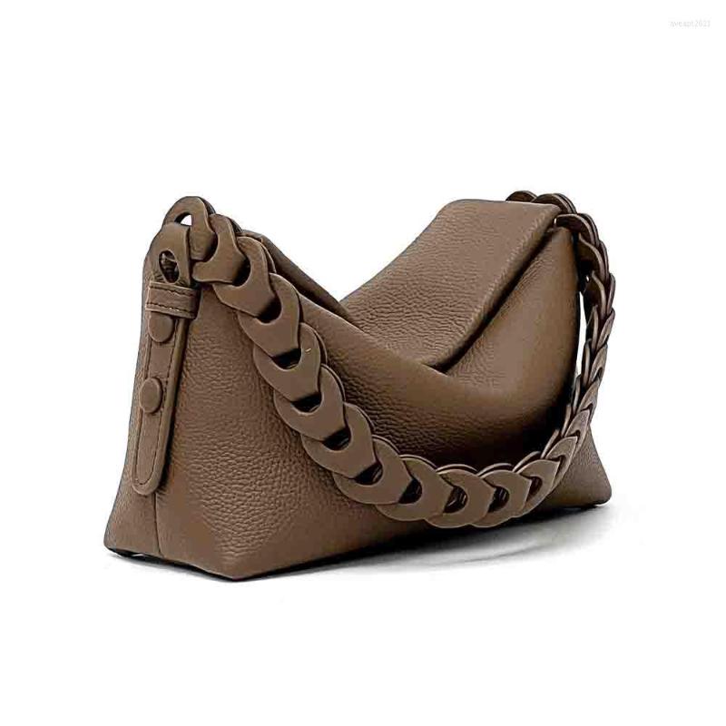 

Evening Bags 2023 Summer Minimalism Genuine Leather Underarm Bag Luxury Designer Soft Shoulder Messenger Tote Chic Ladies Purses, Beige