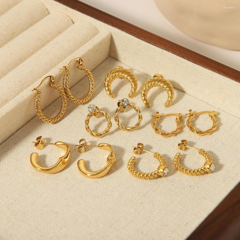 

Hoop Earrings WILD & FREE PVD Gold Plated Stainless Steel For Women Trendy Simple C-Shaped Stud Earring Waterproof Jewelry