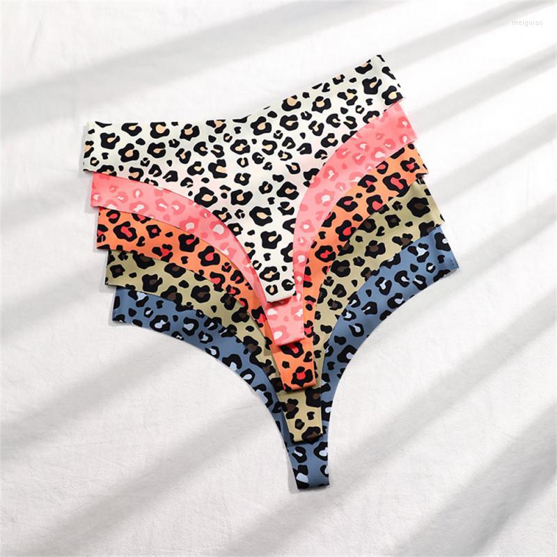

Women's Panties Sexy Leopard Print For Women Invisible Seamless T-Shaped G-String Thongs Ice Silk Breathable Quick-Drying Briefs, B03
