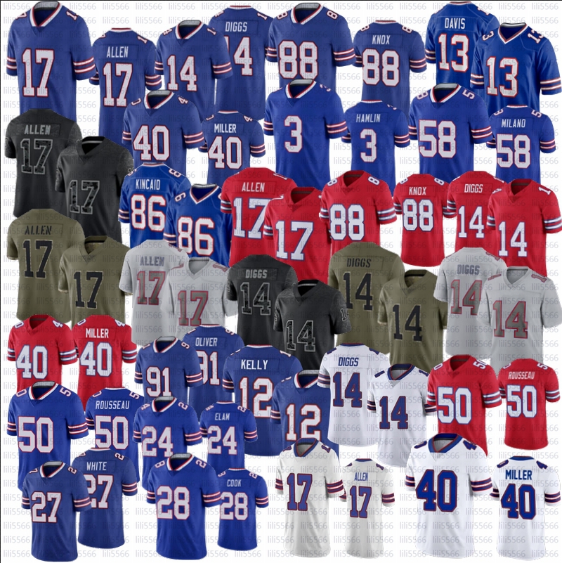 

17 Josh Allen Stefon Diggs Football jersey Matt Milano Damar Hamlin Dalton Kincaid Billes Von miller Gabriel Davis Poyer Cook Kaiir Elam Dawson Knox Gregory Kelly, Women jersey