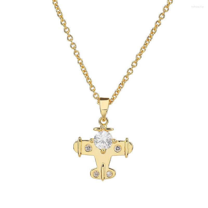 

Pendant Necklaces Airplane Cubic Zirconia Necklace With Copper Round Cut Zircon In Barss Jewels CZ Gift Collier For Women Choker