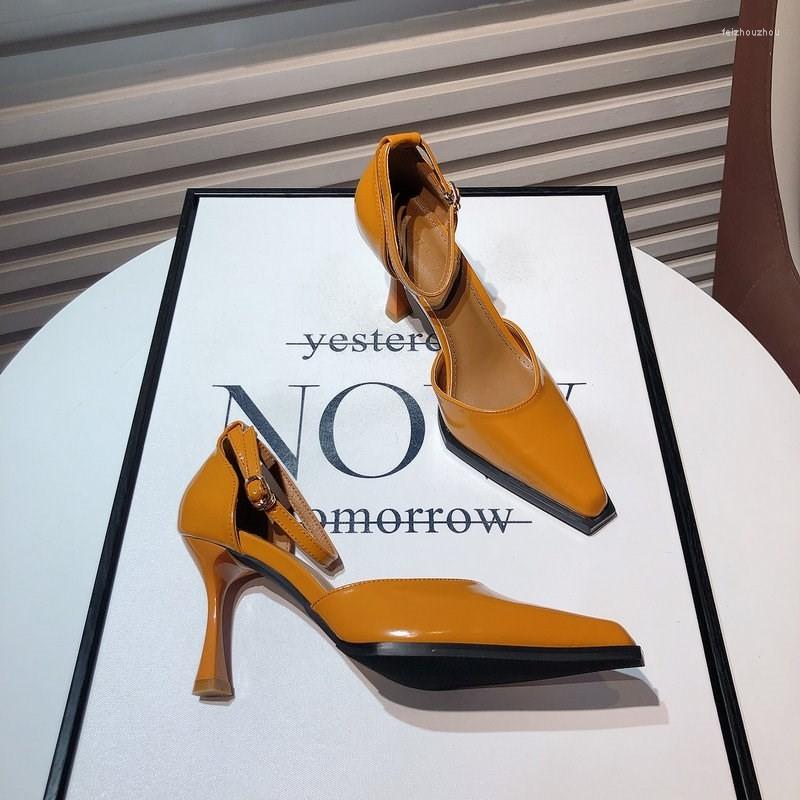 

Sandals Pointed Fashion Single Shoes 2023 Spring And Autumn Women's High Heels Slim Heel Buckle Casual Professional Work, Black