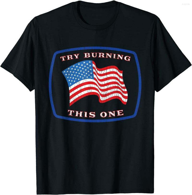 

Men's T Shirts American Flag Try Burning This One Tumblr Ulzzang Grunge Men T-shirt For Man Shirt Aesthetic Japanese Dro, Black