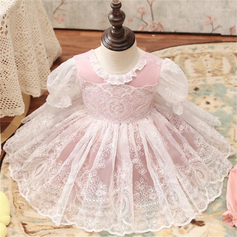 

Girl Dresses Girls Fluffy Wedding Dress Flower Baby Birthday Princess Pink Stitching Lace Party