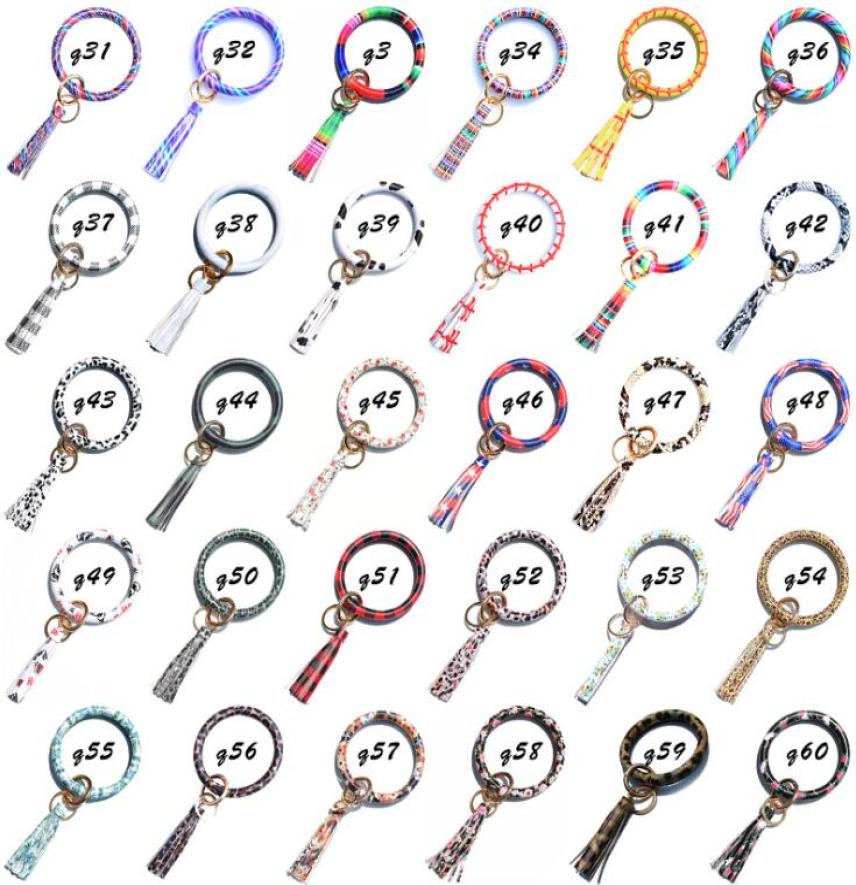 

90 Styles Fashion Multiple Sun FlowerFlag Pattern key chain Leather Wrap Tassels Bracelets Keychain Wristlet Bracelet Tassel Keyc7241989