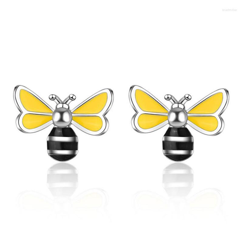 

Stud Earrings Lovely Yellow Little Bee Epoxy Resin Tiny Fashion Party Jewelry Accessories Gifts For Women Kids