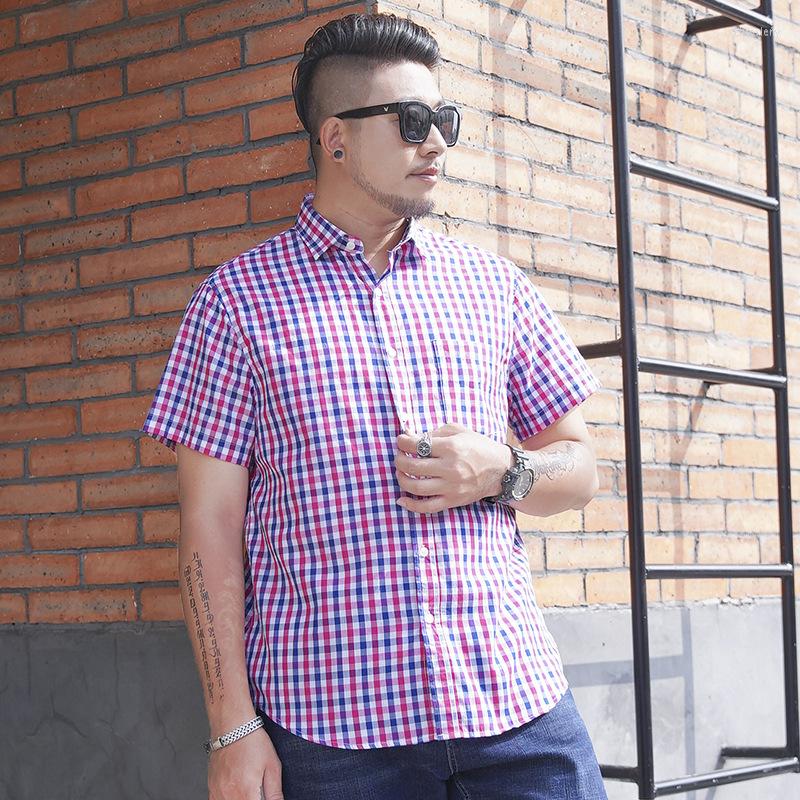 

Men's Casual Shirts Summer High Quality 10XL 12XL 11XL Large Size Men Plaid Shirt Short Sleeve Oversize Street Pockets 60 64 54 58, Picture color