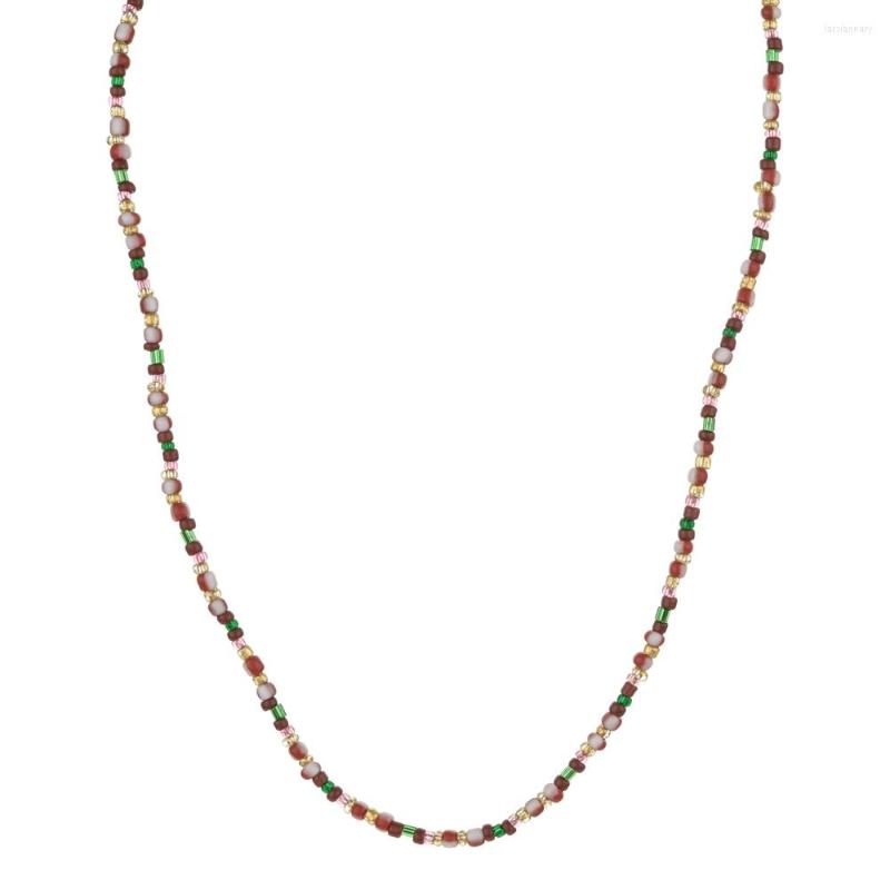 

Choker ZMZY Cute Colorful Rice Beads Strand Necklaces Love Red Glass Bead Clavicle Handmade Necklace Party Beach Jewelry Gift