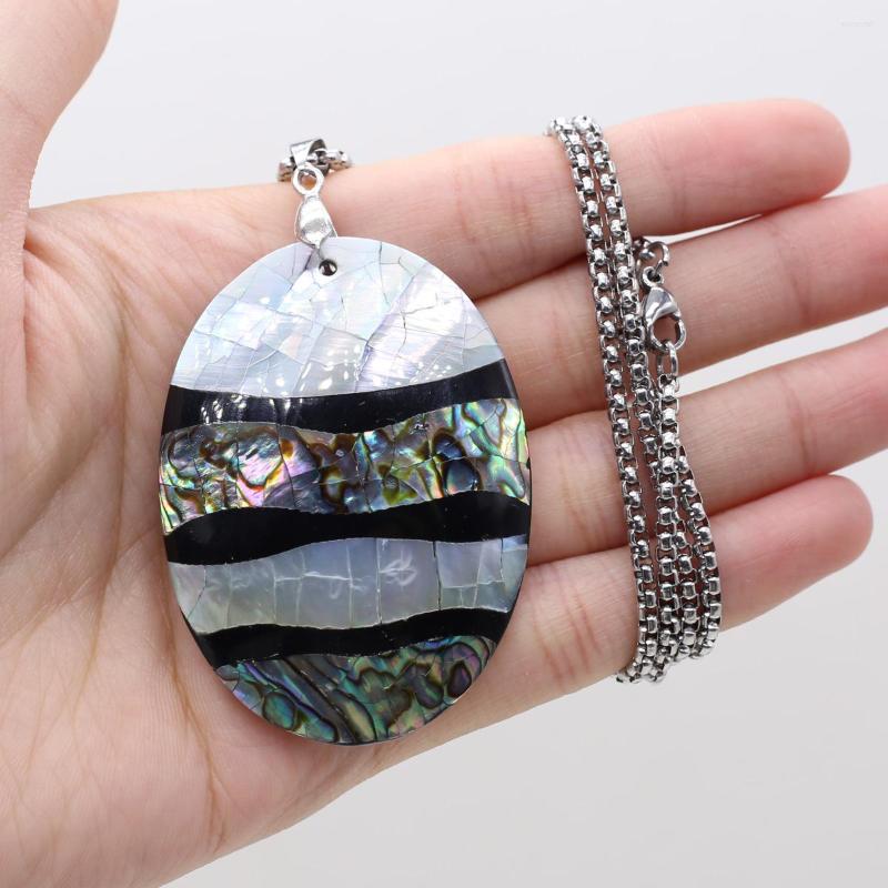 

Pendant Necklaces Fine Natural Mother-of-pearl Shell Necklace Reiki Heal Oval Abalone For Women Party Jewelry Gifts