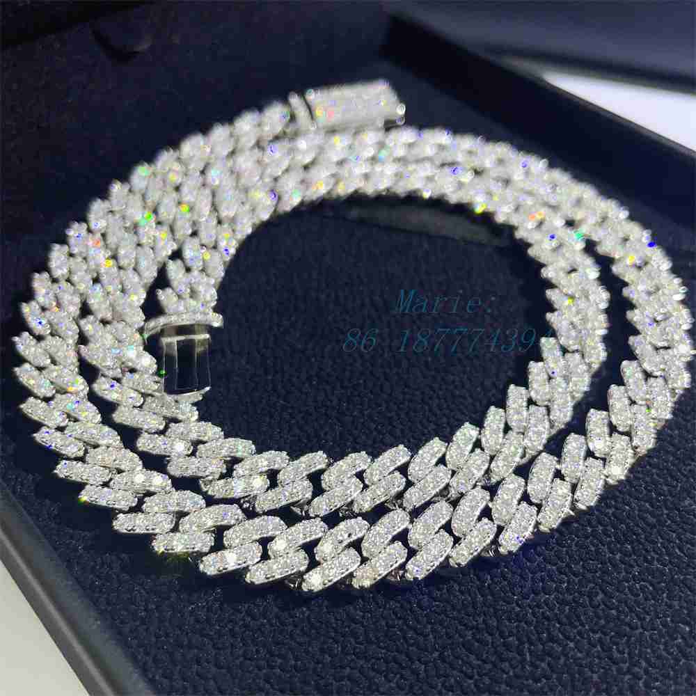 

Custom Hip Hop Jewelry Cuban Chain for Women Luxury Moissanite Diamond Cuban Link Custom Hip Hop Necklace Pass Diamond Test