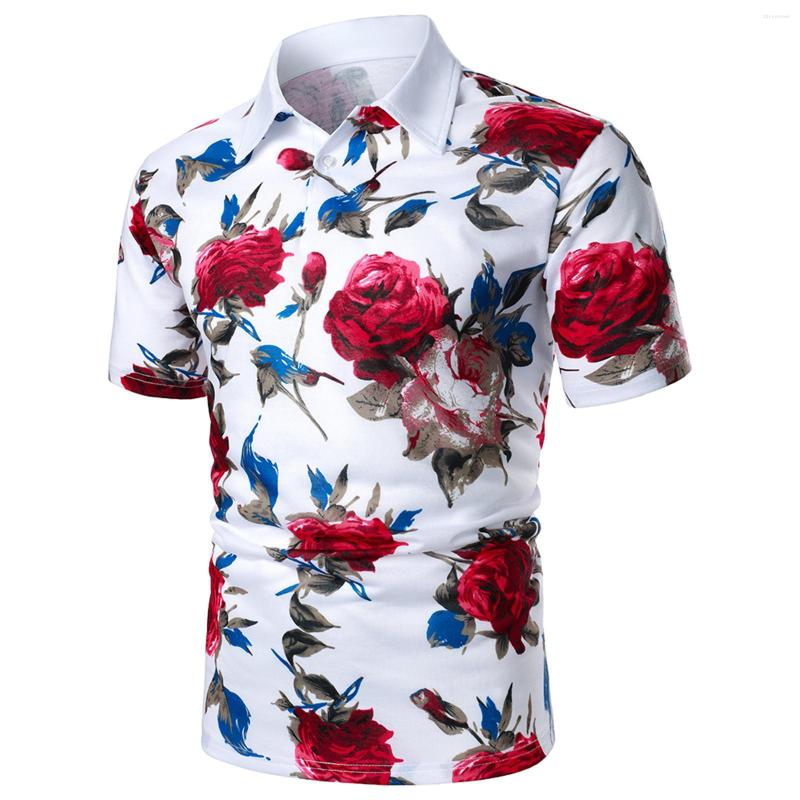

Men' Casual Shirts Print Summer Blouse For Men 2023 Button Short-Sleeved Flower Men' Hawaiian Clothes, White