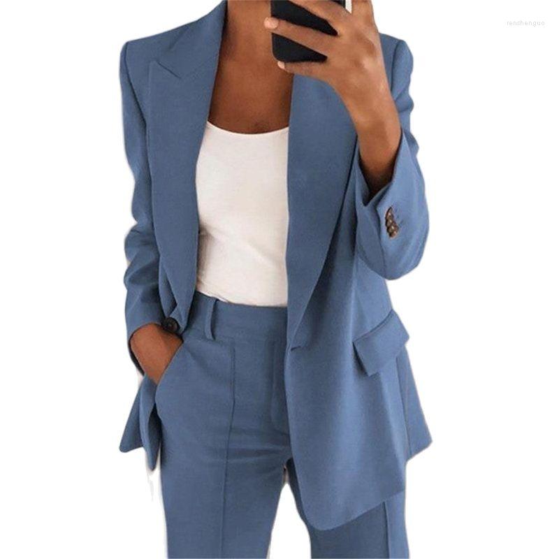 

Women's Suits Single Button Blazer Jacket Women Long Sleeve Solid Color 2023 Autumn Elegant Tops Office Lady Slim Suit Outerwear, Pink