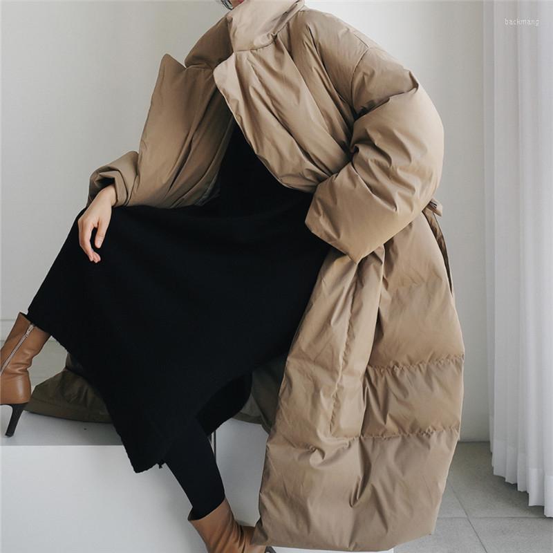 

Women' Trench Coats Winter Bread Clothing Women Slim Loose Korean Version Overcoat Female Pure Stand-up Collar Thick Warm Cotton Padded, Black