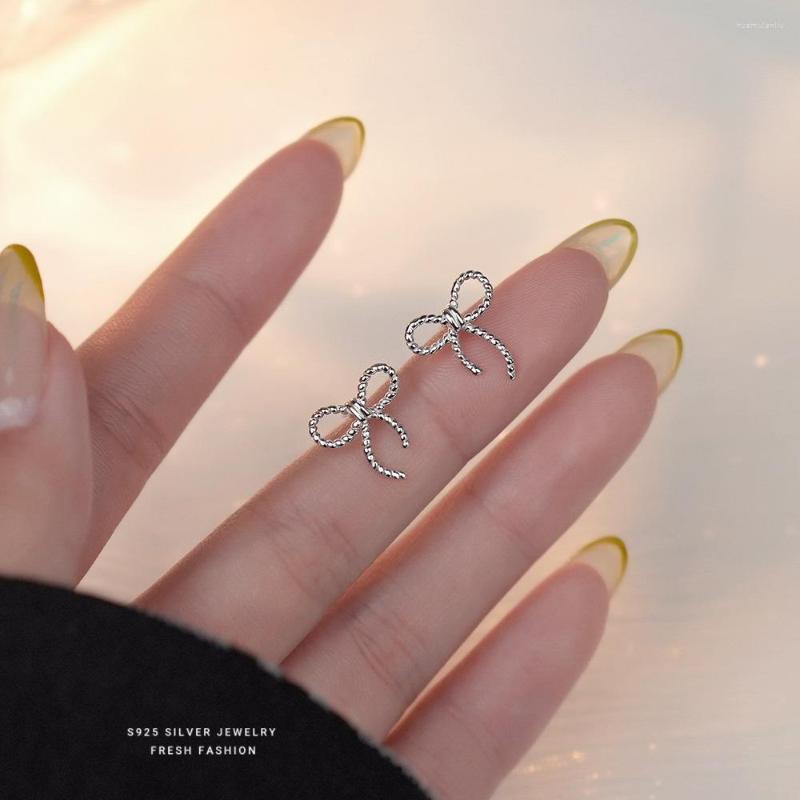 

Stud Earrings Prevent Allergy Real 925 Sterling Silver Bowknot Trendy Elegant Simple Party Jewelry Accessories