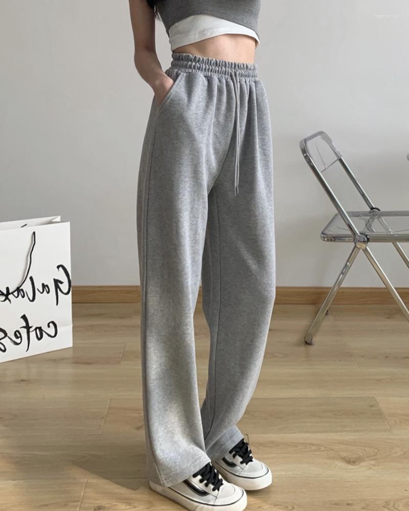 

Women' Pants White Sports Straight Wide Leg Casual Women' High Waist Mopping Trousers Loose Thin Spring And Autumn Style, Black