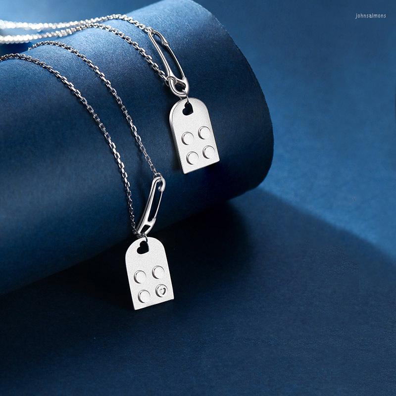 

Pendant Necklaces Silver Color Backstitch Puzzle Love Couple Necklace Gift X312