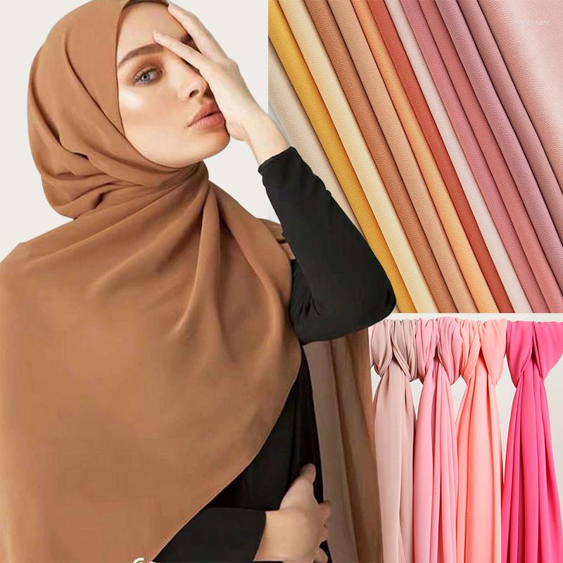 

Scarves Women's Malaysian Muslim Hijabs Wraps Bubble Chiffon Plain Solid Color Arab Modest Headscarf Long Shawl Bandana 180x70cm