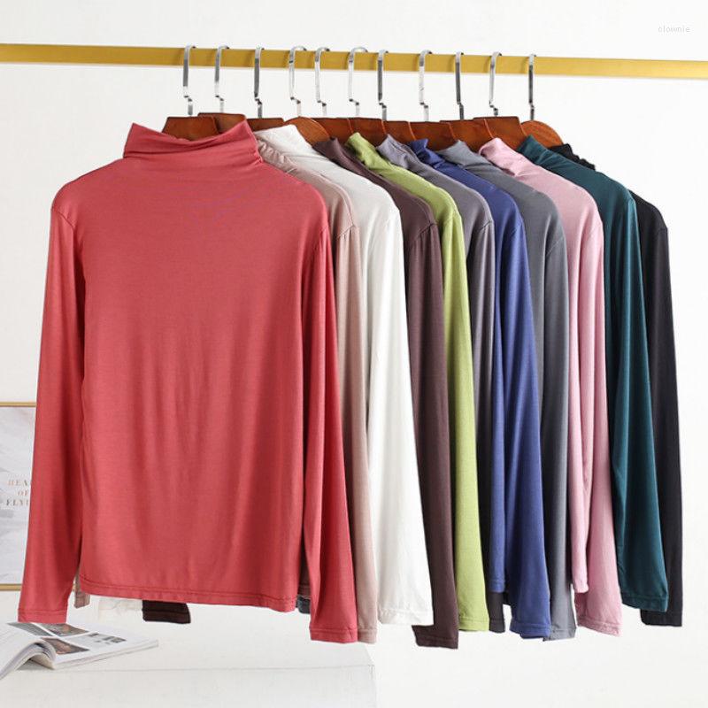 

Women's T Shirts Long Sleeve Women Harajuku Modal Shirt Spring Autumn Turtleneck Korea Style T-Shirt Stretch Bottom White Black Top