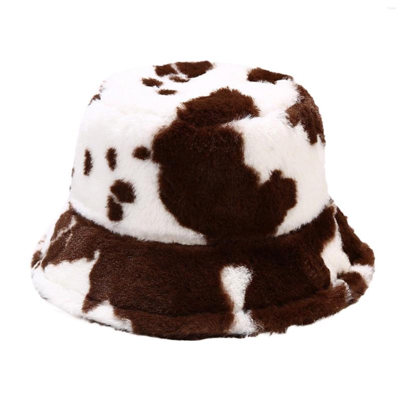 

Berets Design Women Winter Warm Print Faux Largeh Bucket Hat Outdoor Protection Casual Fashion Accessories, Black