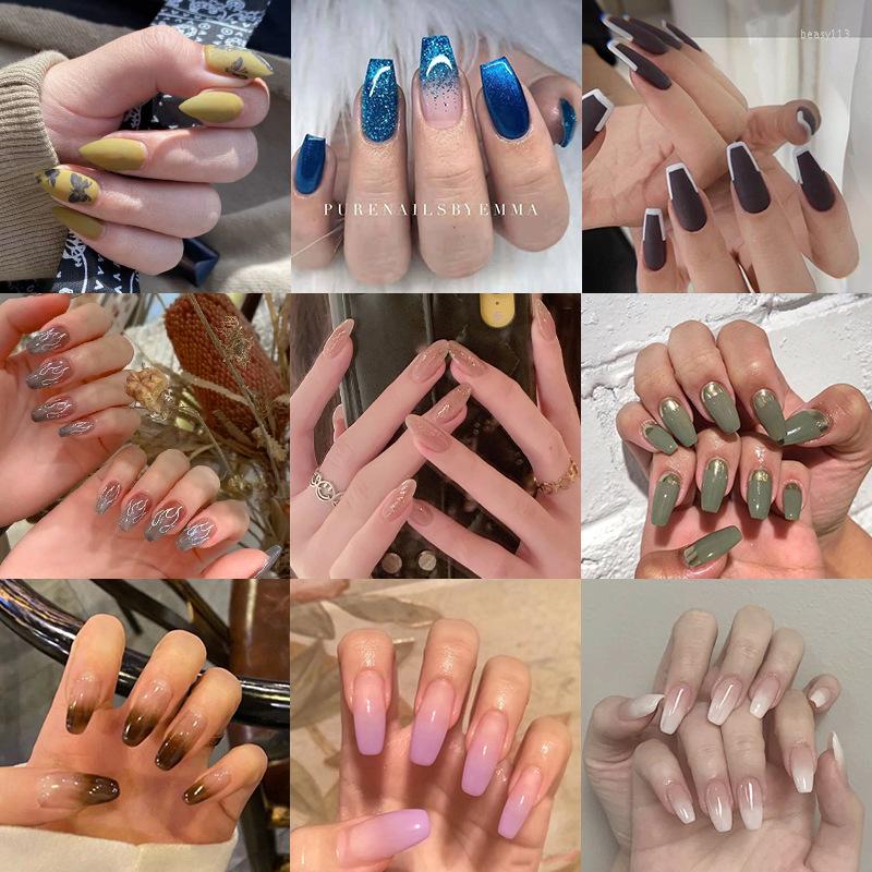 

Nail Stickers Y2K Girl Style Long Ballet Fake Detachable French Stick On Coffin Fullcover Press Artificial Tips Art, 02
