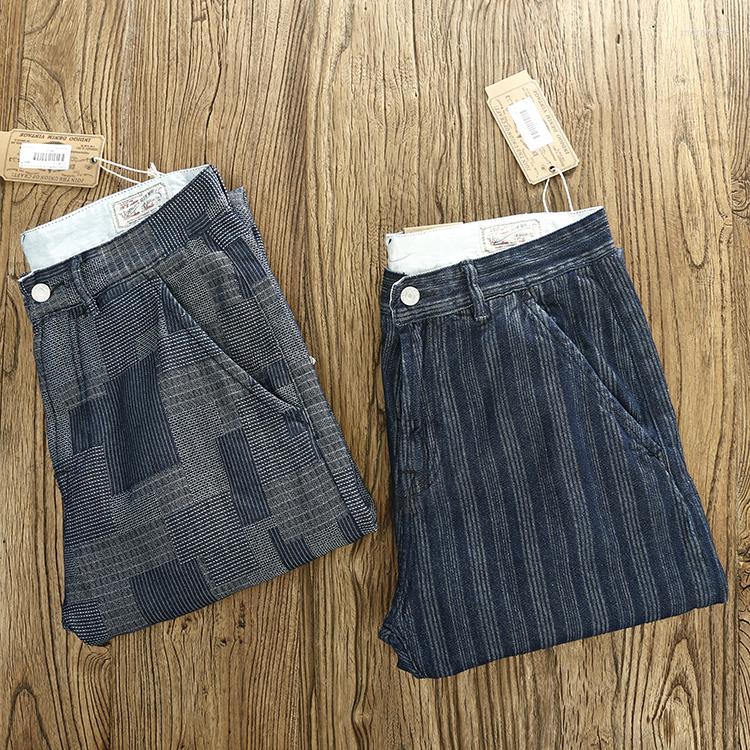 

Men's Jeans 2023 Spring Autumn Japanese Retro Blue Dyeing Denim Men's Fashion Pure Cotton Washed Old Slim Straight Pants, Striped 089