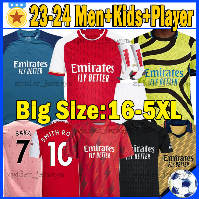 

4XL 5XL 22/23 soccer jerseys gunners 9 G.JESUS WHITE THOMAS PEPE SAKA TIERNEY WILLIAN SMITH HENRY SALIBA NKETIAH ROWE jersey 2023 2024 men kids kits football shirt tops, 23-24 home women