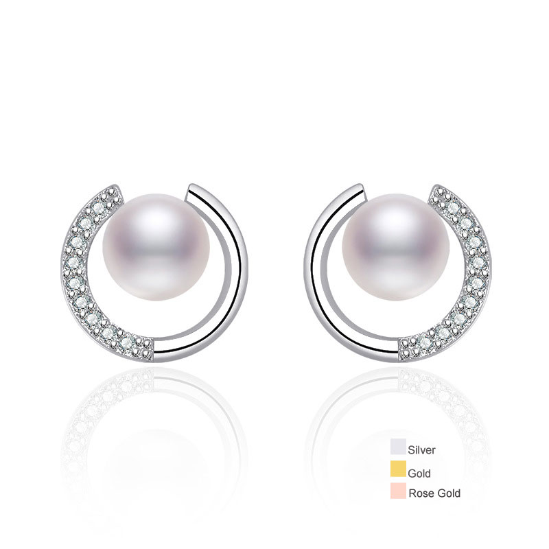 

Luxury Pearl Earrings Pave AAA Cubic Zirconia Women Fashion Stud Earrings for Party