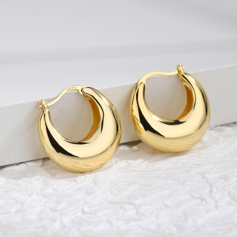 

Hoop Earrings European And American Fashion Modern Arc-shaped Brass Gold-plated Simple C-shaped Ear Buckle Women