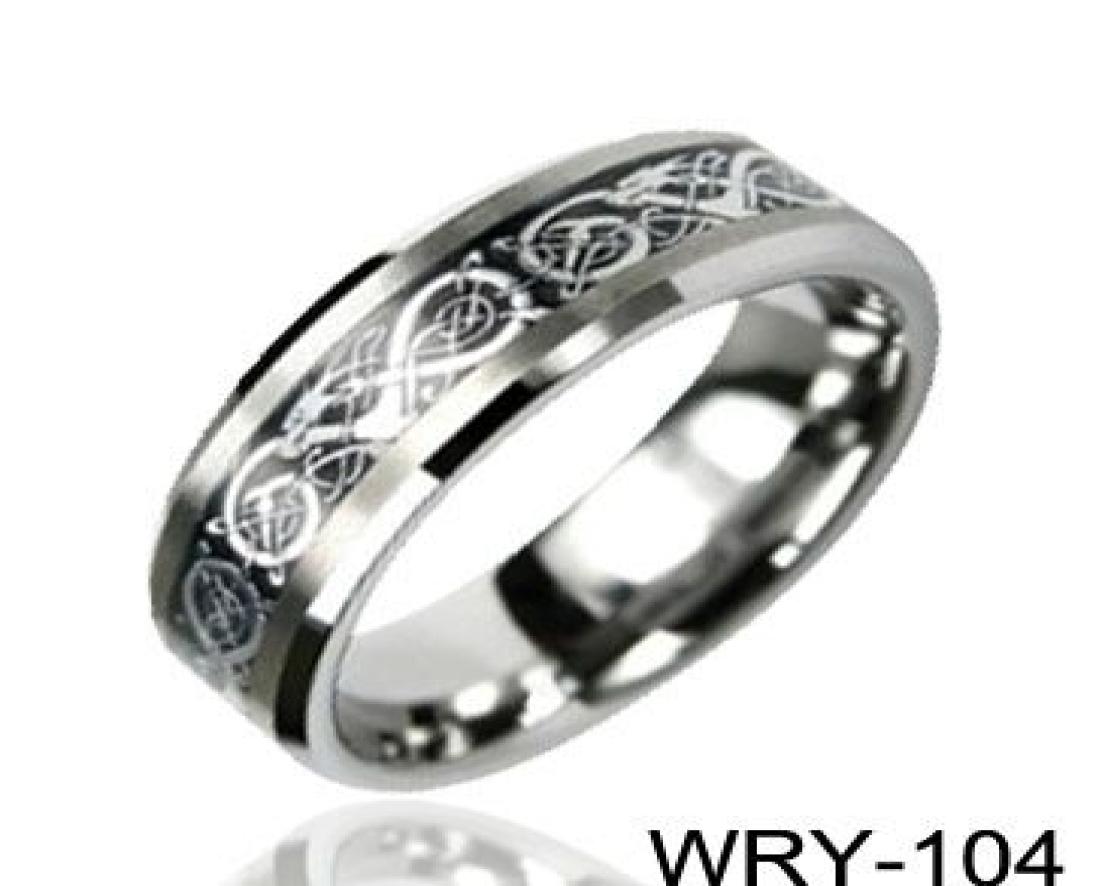 

Dragon Inlaid Carbide Tungsten Rings Silver inlaid ring wedding bands7720905