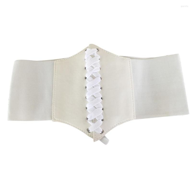 

Belts Women Ultra Wide Belt PU Elastic Corset Waist Band Ladies Clothing Accesoories Female Decor, Black