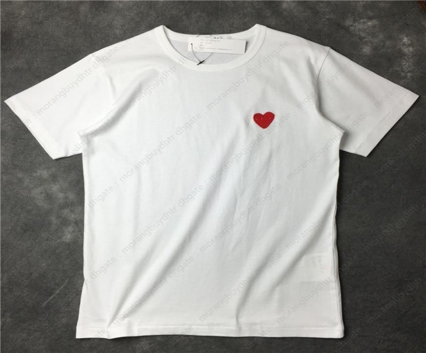 

2022 Fashion 24 Color Men Play t High Quanlity Red Heart Tshirt Commes Casual Women Des Badge Garcons Cotton Embroidery Short2011464, White