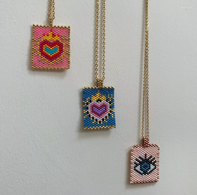 

Choker Fashion Miyuki Heart Necklace Copper Micro Paved With 18k Gold Plated Jewelry For Women Gift