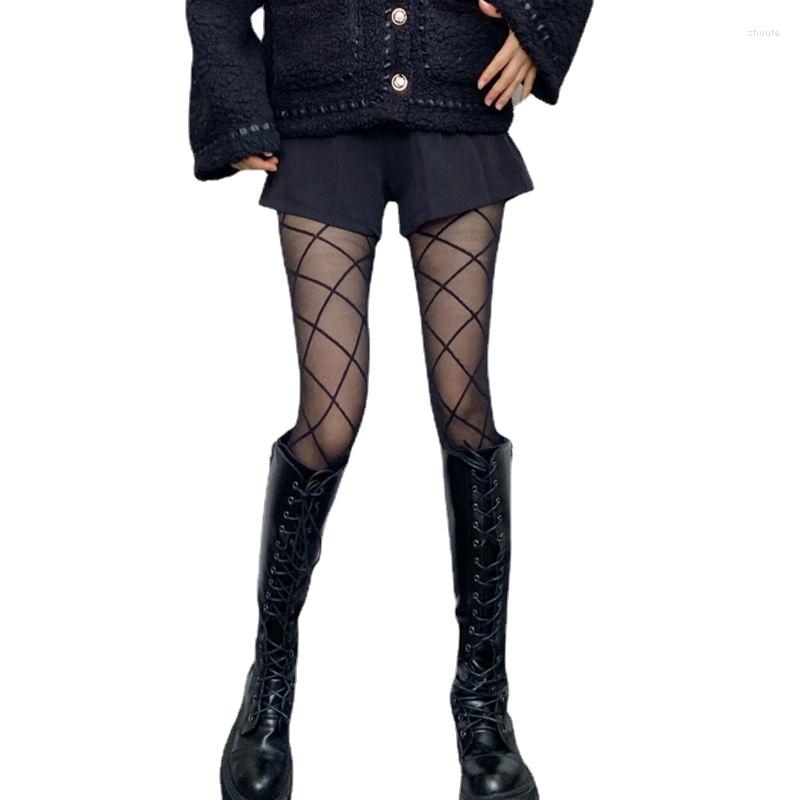 

Women Socks JK Diamond Silk Black Sexy Mesh Pantyhose Stockings