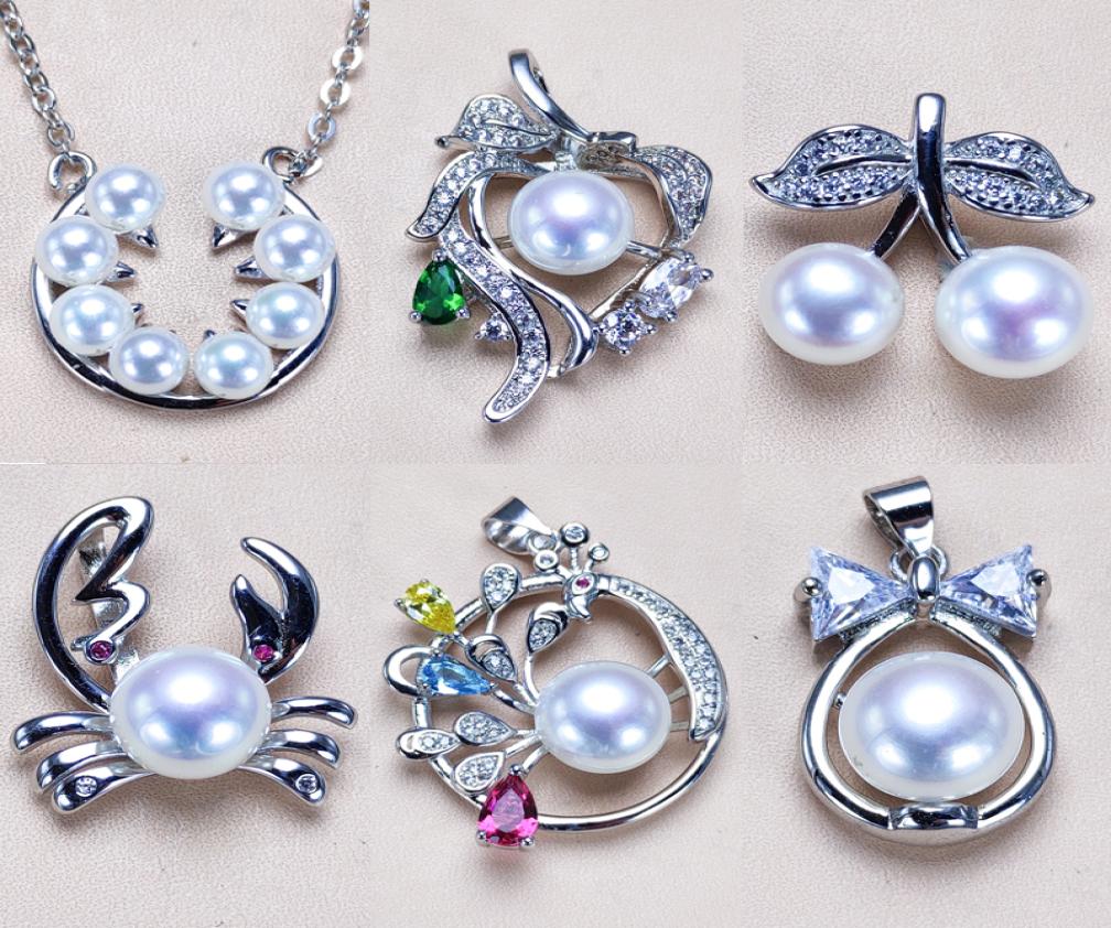 

Pearl Pendant Accessories 925 Sliver Pearl Pendant Settings 16 Styles Pearl Necklace for Women Girl Fashion Jewelry diy Wedding Gi1261803