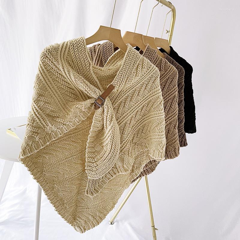 

Scarves Knitted Woolen Women's Net Shawl Variety Triangle Scarf Wild Dual-use Cloak Thickening Spring And Autumn Pashmina