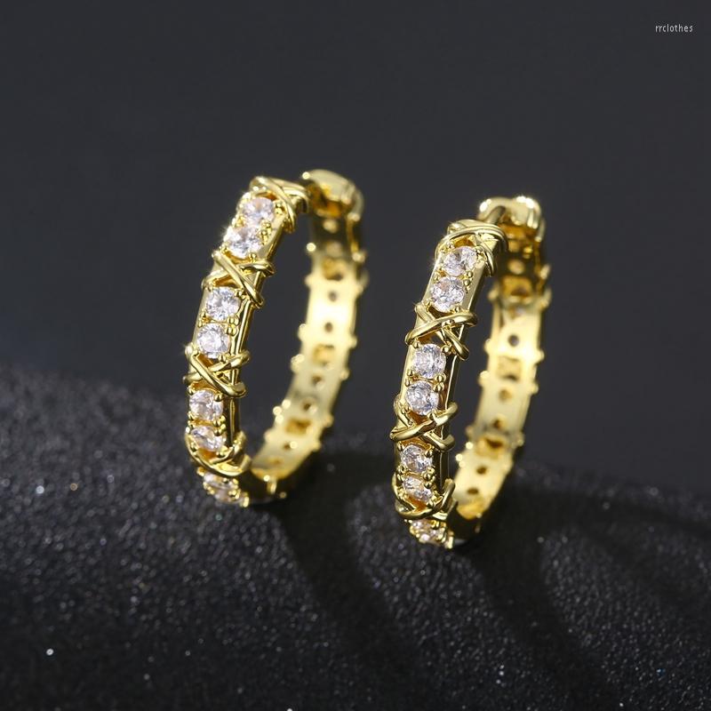 

Hoop Earrings Fashion Simple Zircon X Metal For Woman Gothic Girls' Luxury Jewelry Wedding Party Accessories