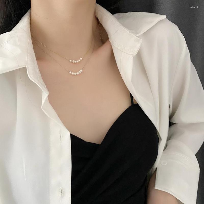 

Pendant Necklaces Exquisite Natural Pearl Beads Charm Necklace Stainless Steel For Women Accessories Girl Fashion Jewelry Collares Mujer
