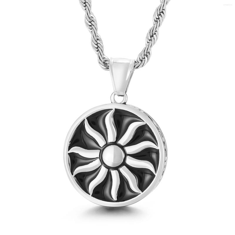 

Pendant Necklaces Vintage Sun God Necklace Men's Fashion Round Stainless Steel Apollo Amulet Jewelry Gift