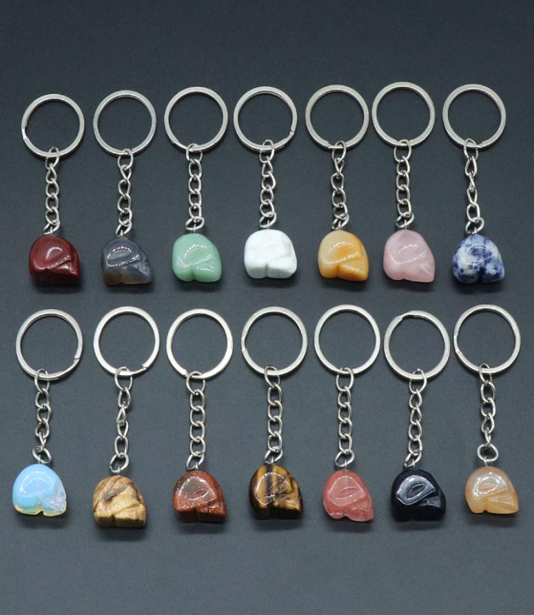 

Healing Reiki chakra Natural Stone skull Key Rings Pendant Keychain Crystal Chakras Quartz Chains Jewelry Accessories4749514