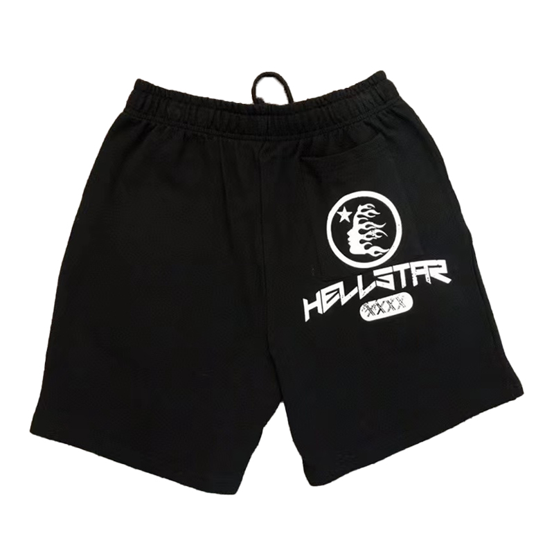 

Hellstar shorts men's oversized shorts hellstar straight tube pants loose pants high street hip-hop casual five point shorts women's hot shorts, Black