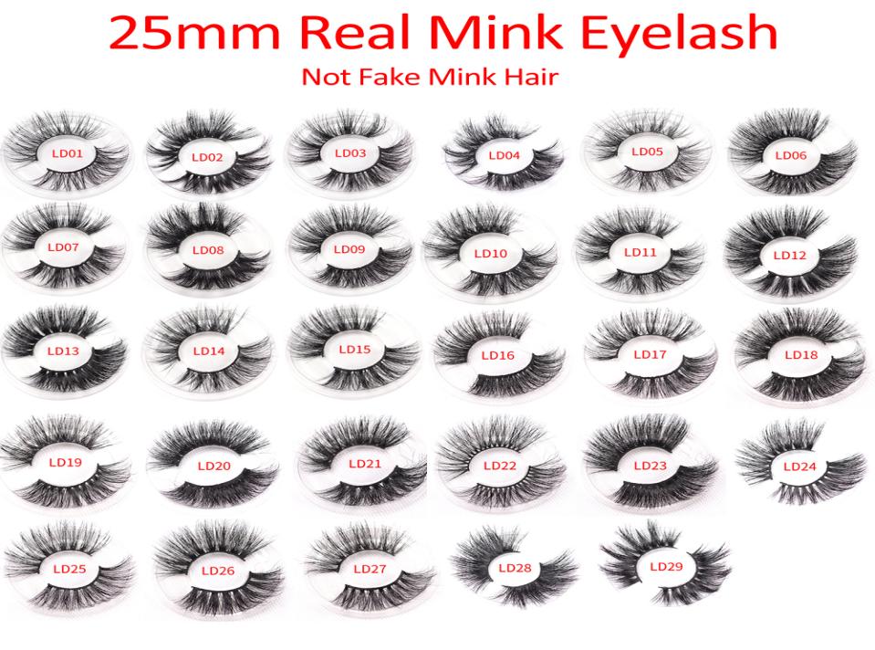 

ELR002 Whole 25mm 3D reaL Mink hair Eyelashes 5D super long Mink Lashes Packing In Tray accept Logo print shipment2256172