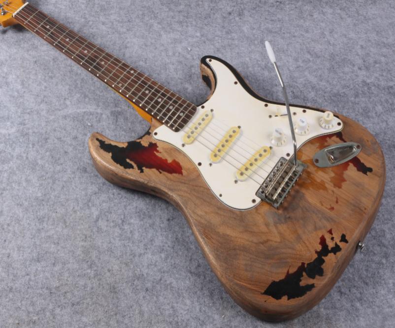 

Collectable Custom 1961 Rory Gallagher Tribute ST Strat ocaster Extremely Relic 3 Tone Sunburst Electric Guitar Alder Body White P4330099