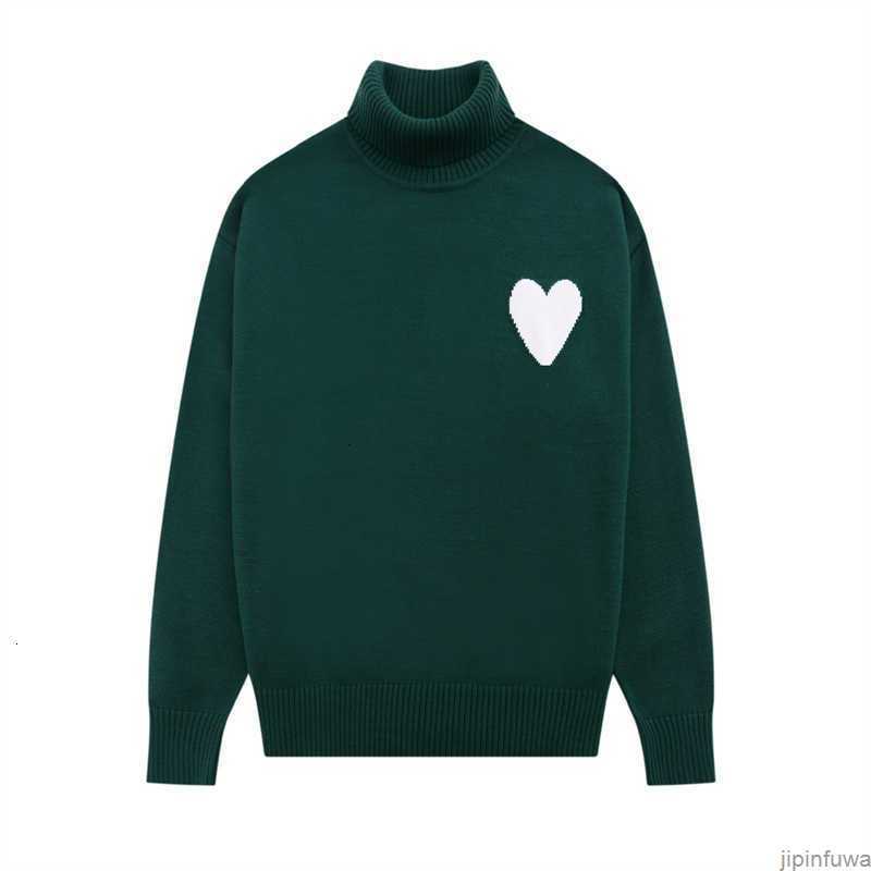 

2023 Amis Paris Fashion Mens Sweaters Designer Turtleneck Winter Amies Love High Collar Knitted Sweater Men Casual Pullover B0g2